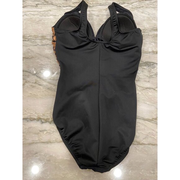 Miracle Swimsuit: Black with copper colored side decoration, Size 8 - Picture 3 of 7